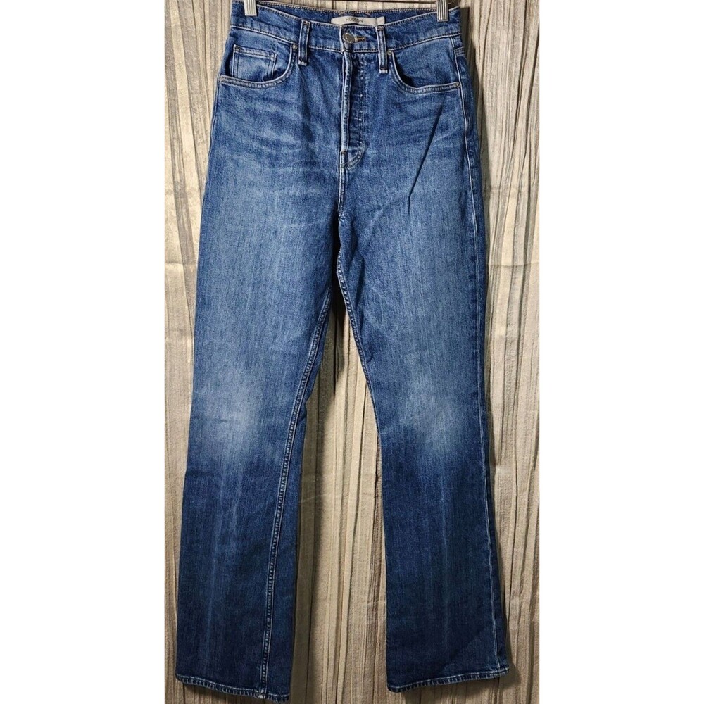 Hudson Faye Wide Leg Jeans 27 LUM Shadow Wash Button Fly High Rise 35 Inseam